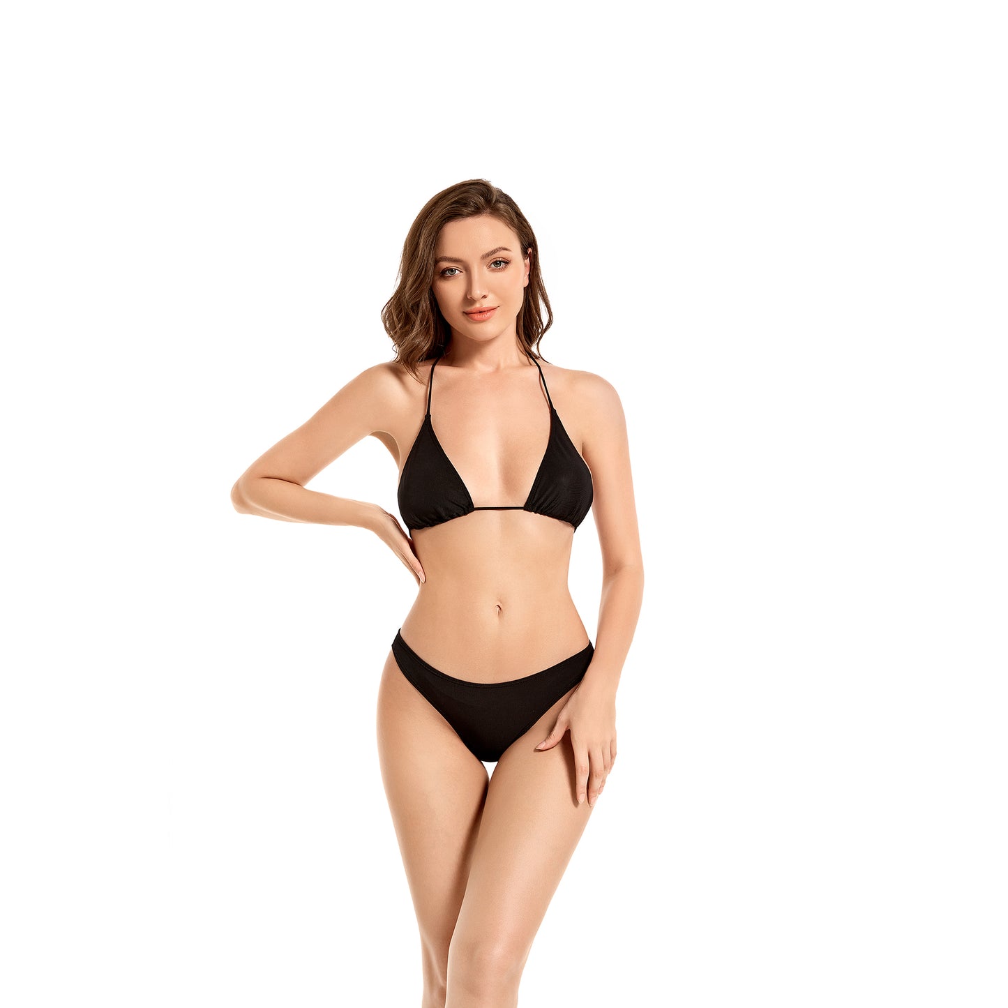 Tan Through Black Triangle Two Piece Bikini