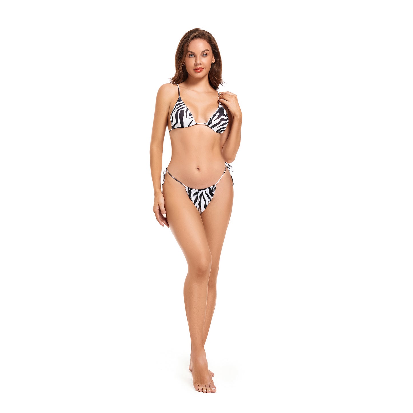 Tan Through Zebra Print Two Piece Bikini