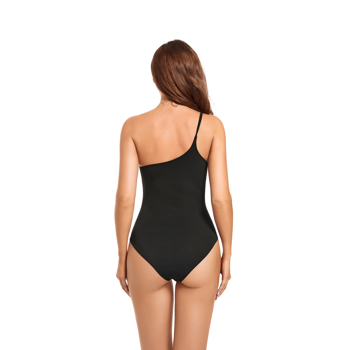 Tan Through One Shoulder Swimsuit
