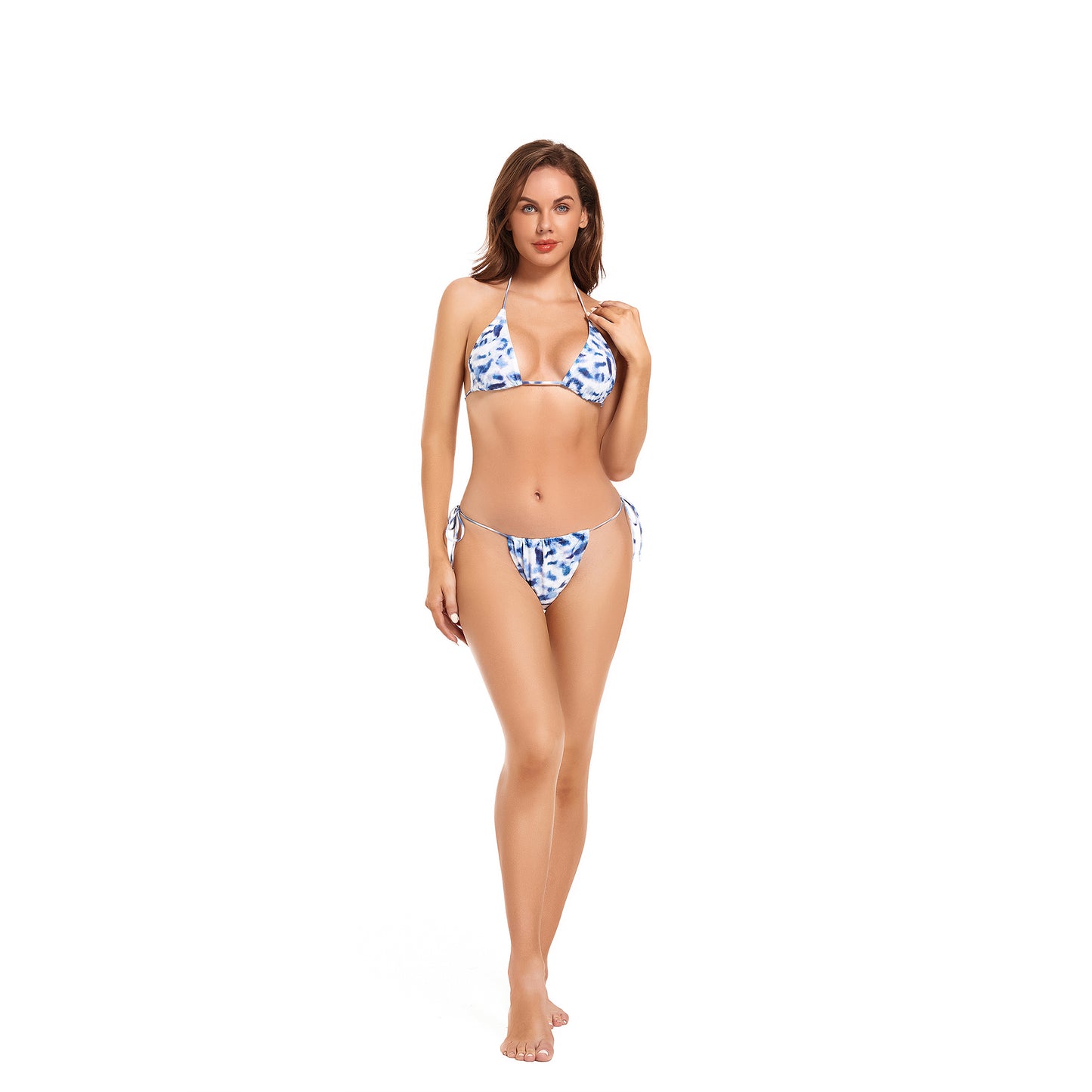 Tan Through Blue Tie-Dye Bikini