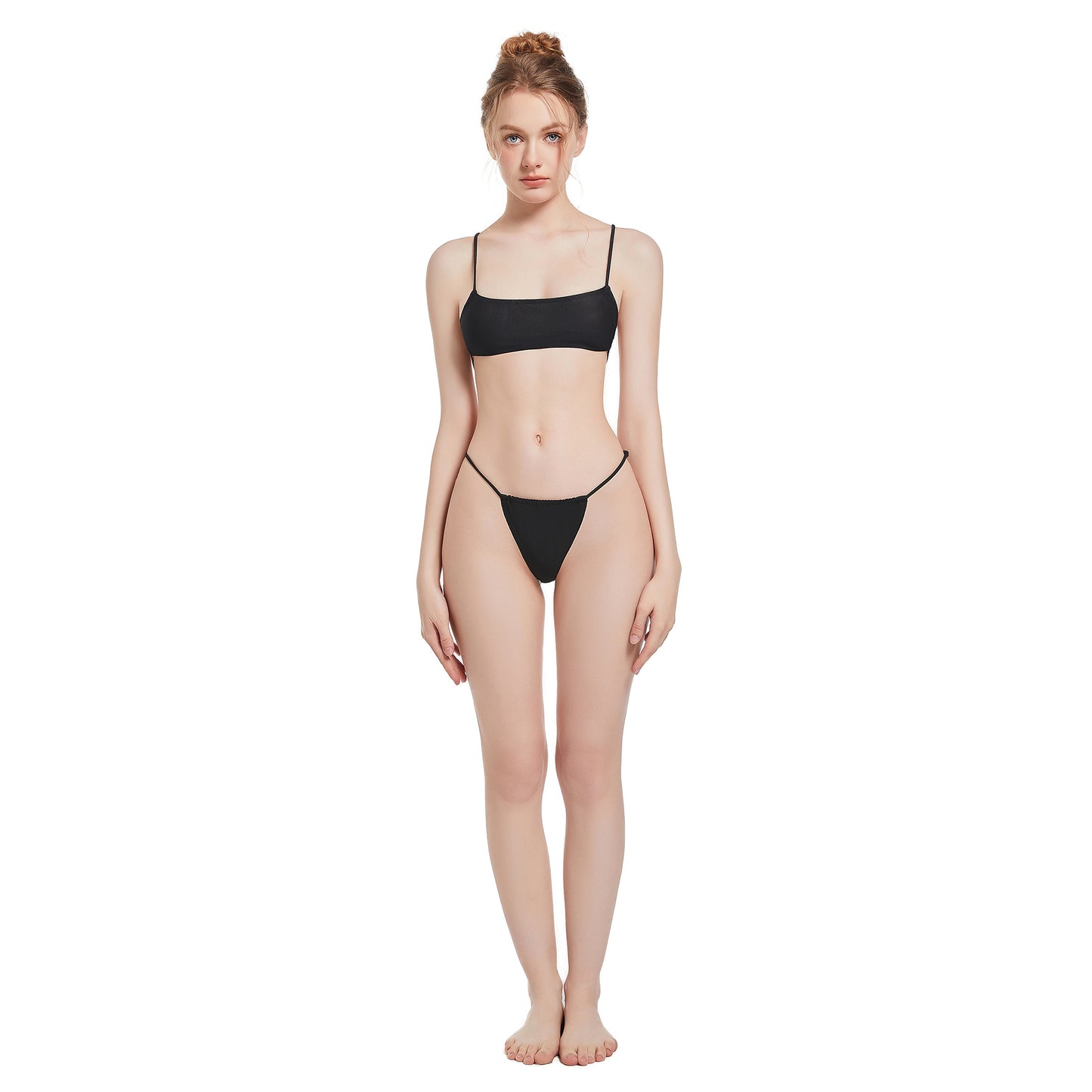 Tan Through Black String Two Piece Bikini