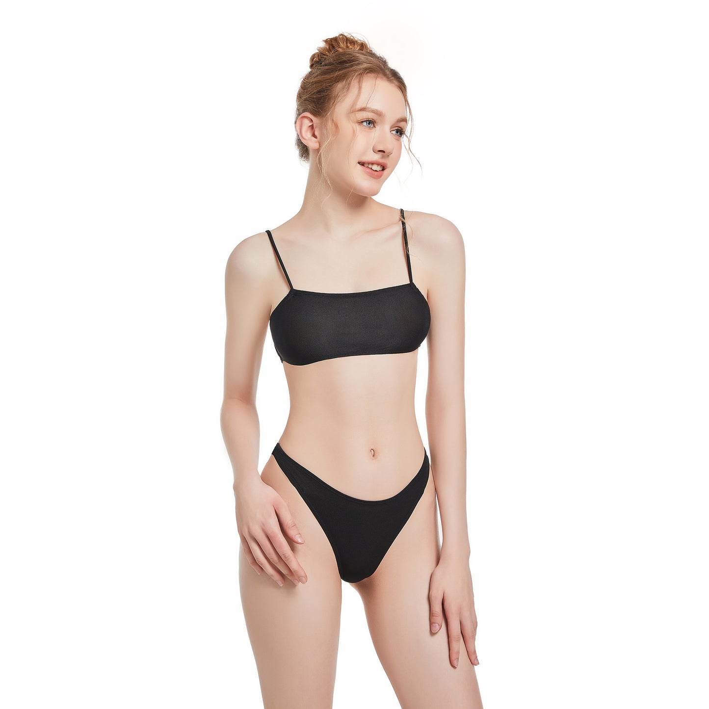 Tan Through Black String Two Piece Bikini