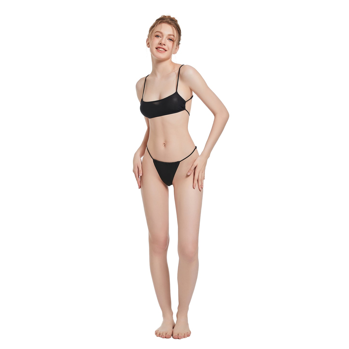 Tan Through Black String Two Piece Bikini