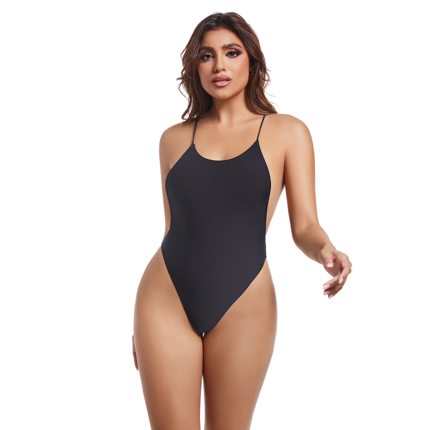 Tan Through High Cut One Piece Swimsuit