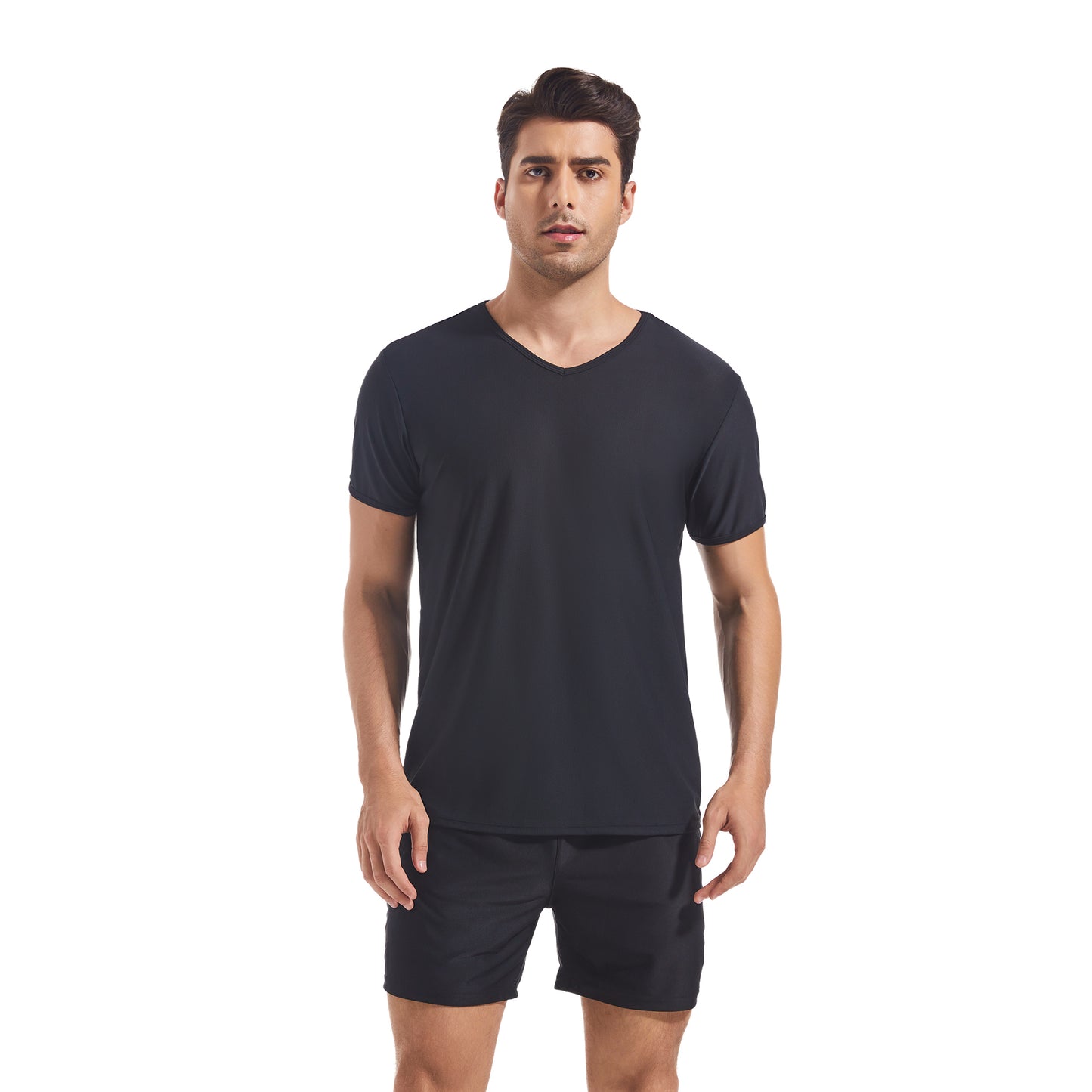 Men’s Tan Through Black V-Neck Activewear Set