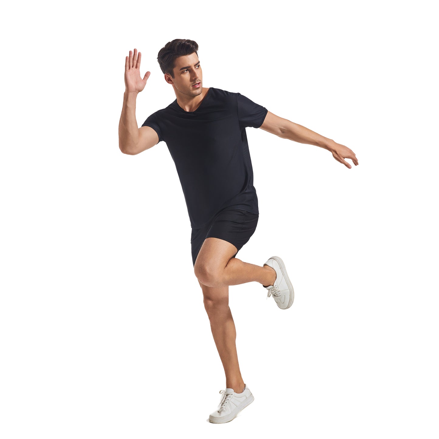 Men’s Tan Through Black V-Neck Activewear Set