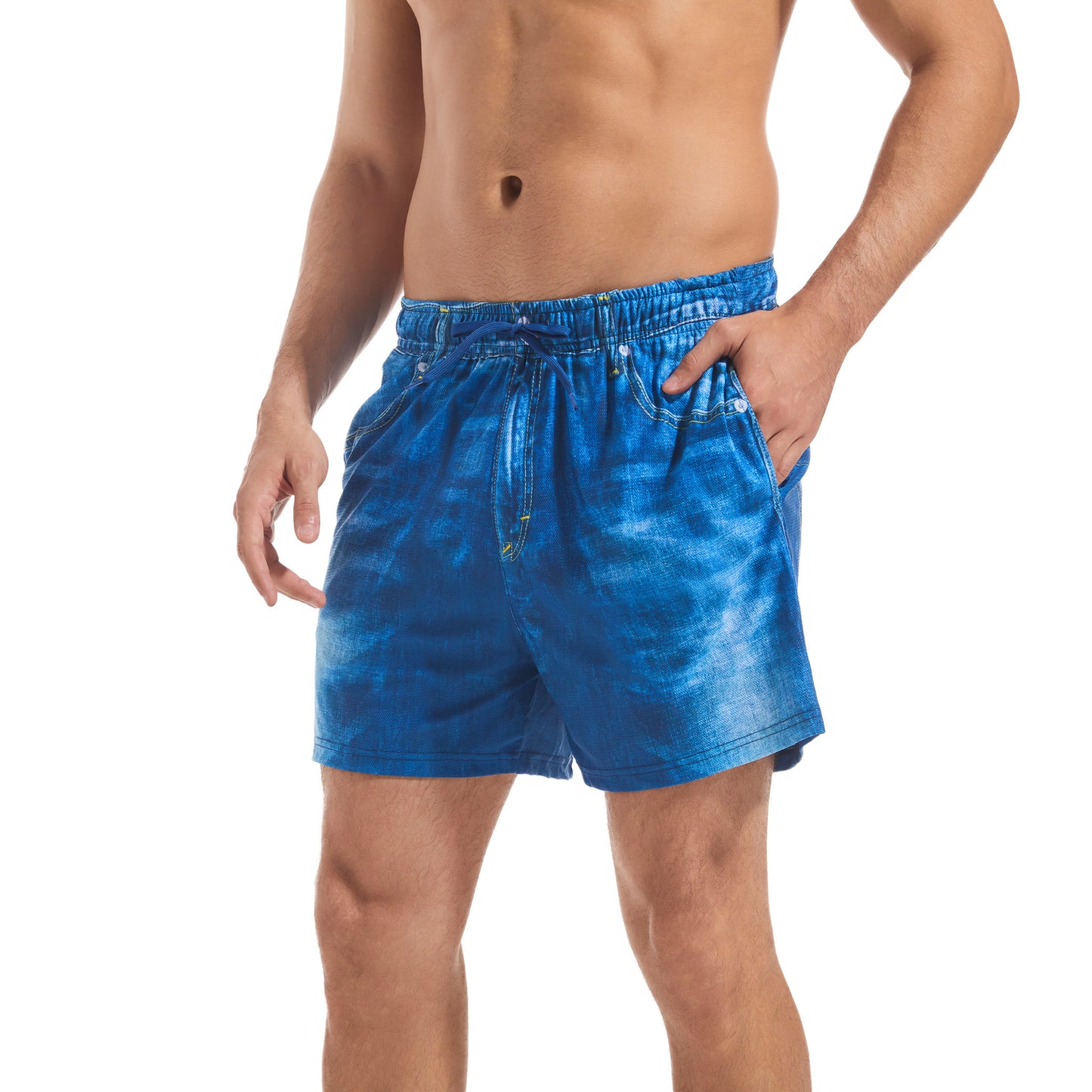 Tan Through Blue Denim Swim Shorts