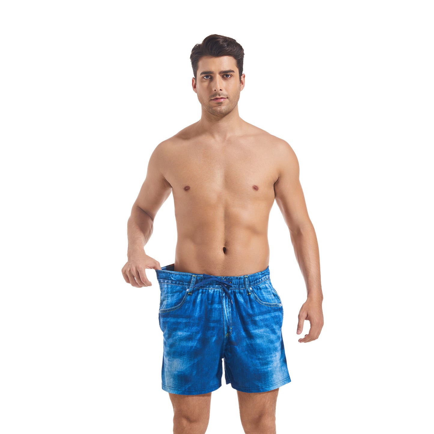 Tan Through Blue Denim Swim Shorts