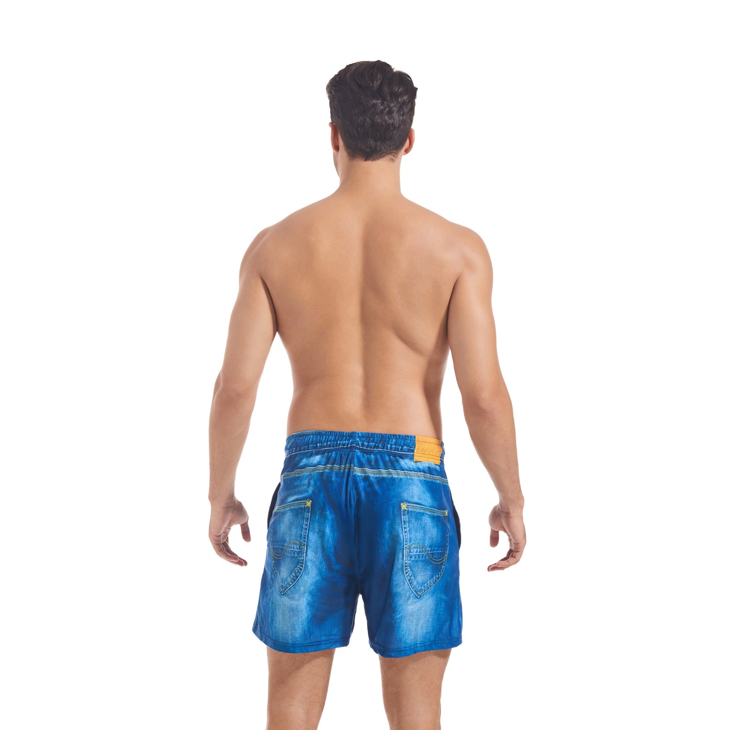 Tan Through Blue Denim Swim Shorts