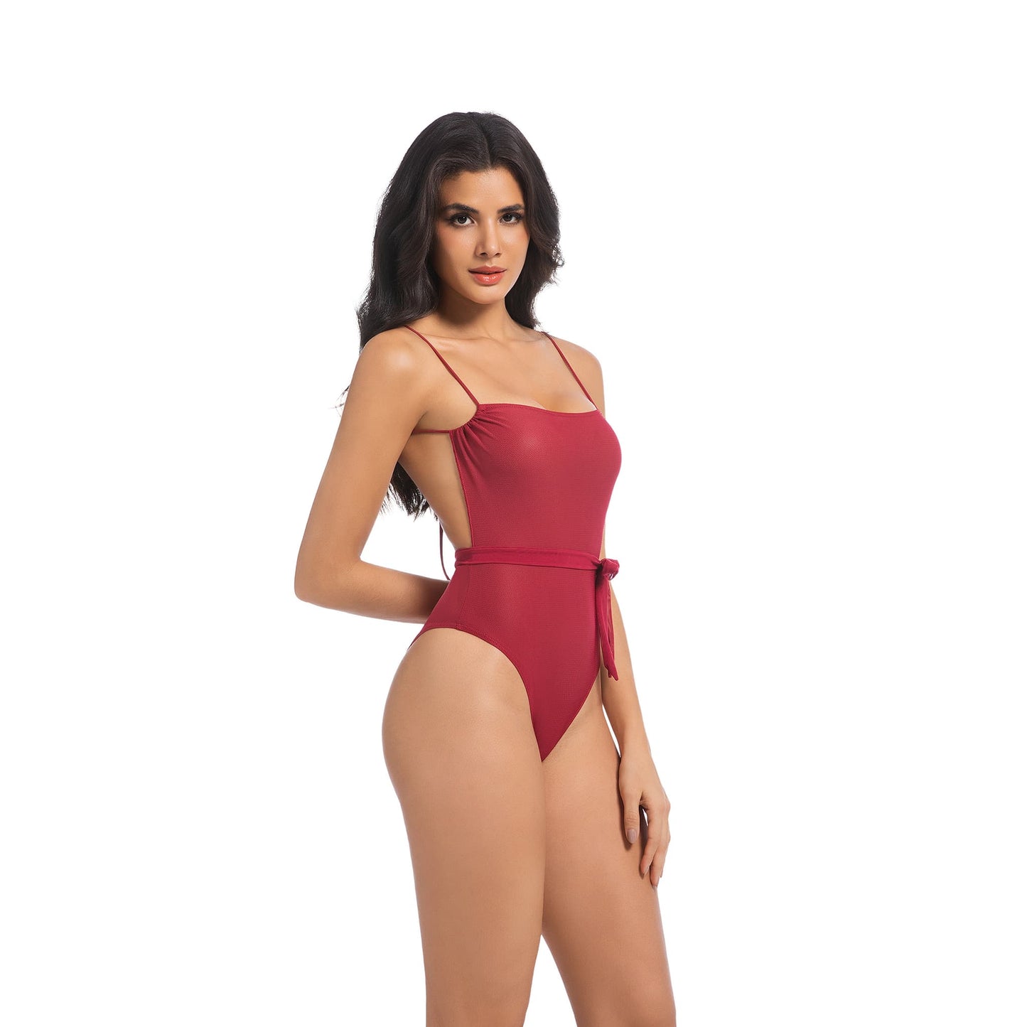 Tan Through Red One Piece Swimsuit – Breathable, Quick Dry & Seamless Tan
