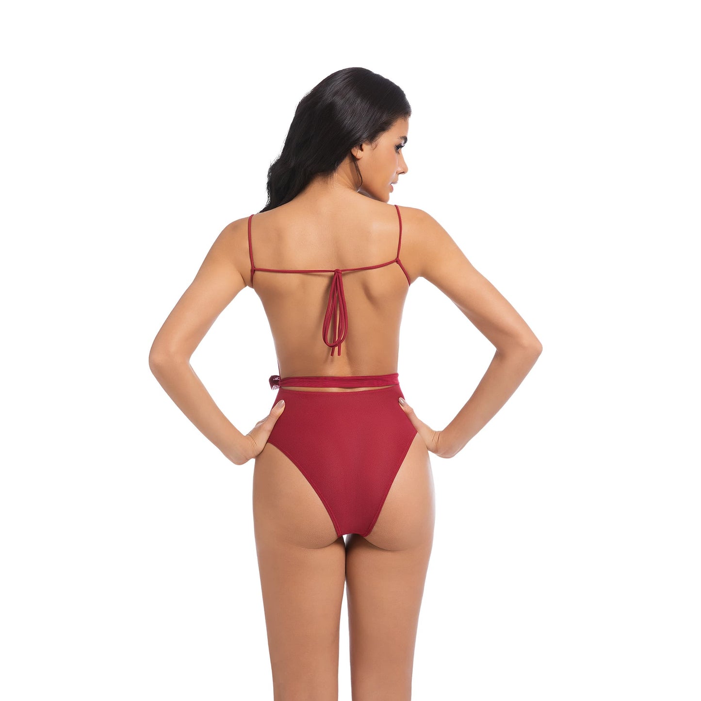 Tan Through Red One Piece Swimsuit – Breathable, Quick Dry & Seamless Tan