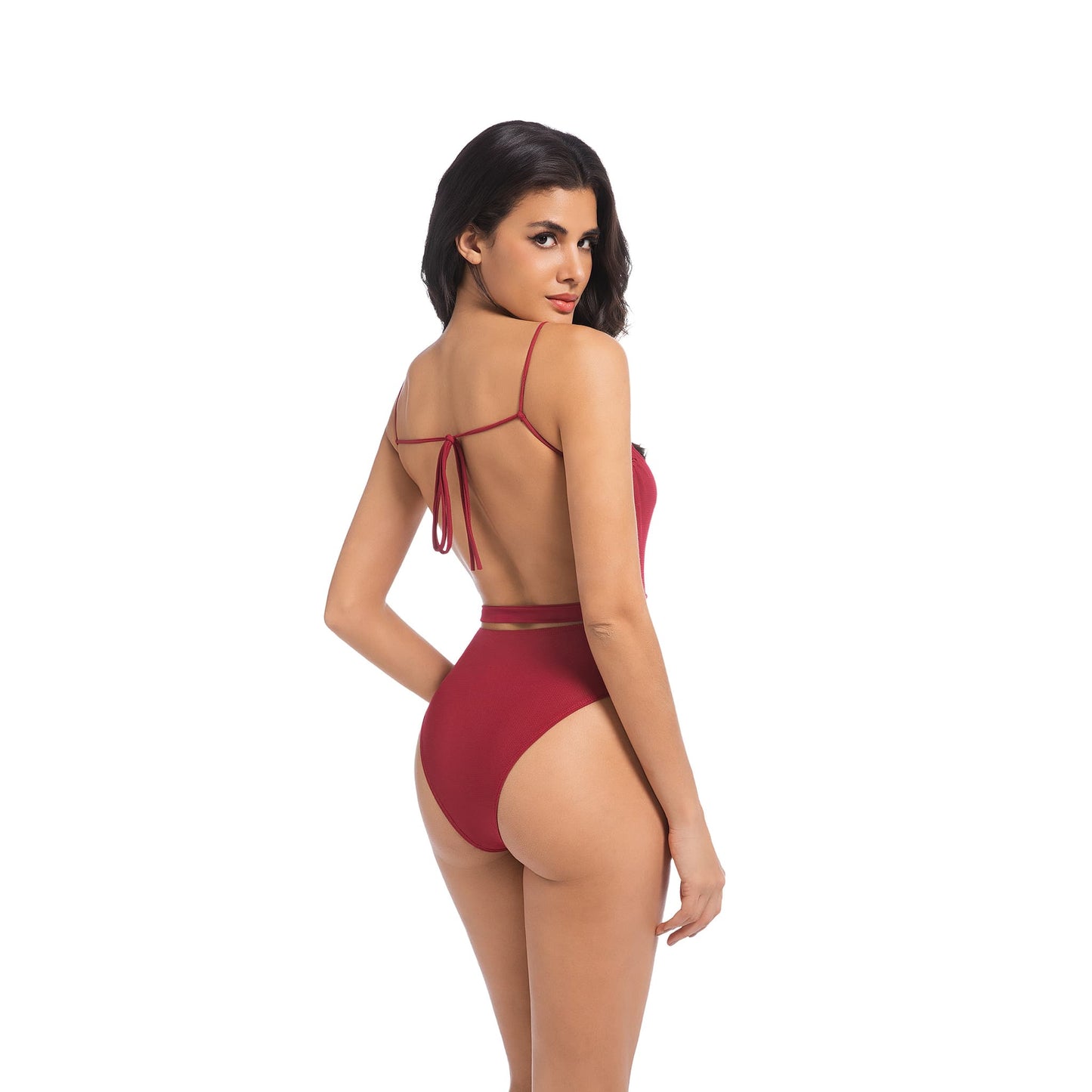 Tan Through Red One Piece Swimsuit – Breathable, Quick Dry & Seamless Tan