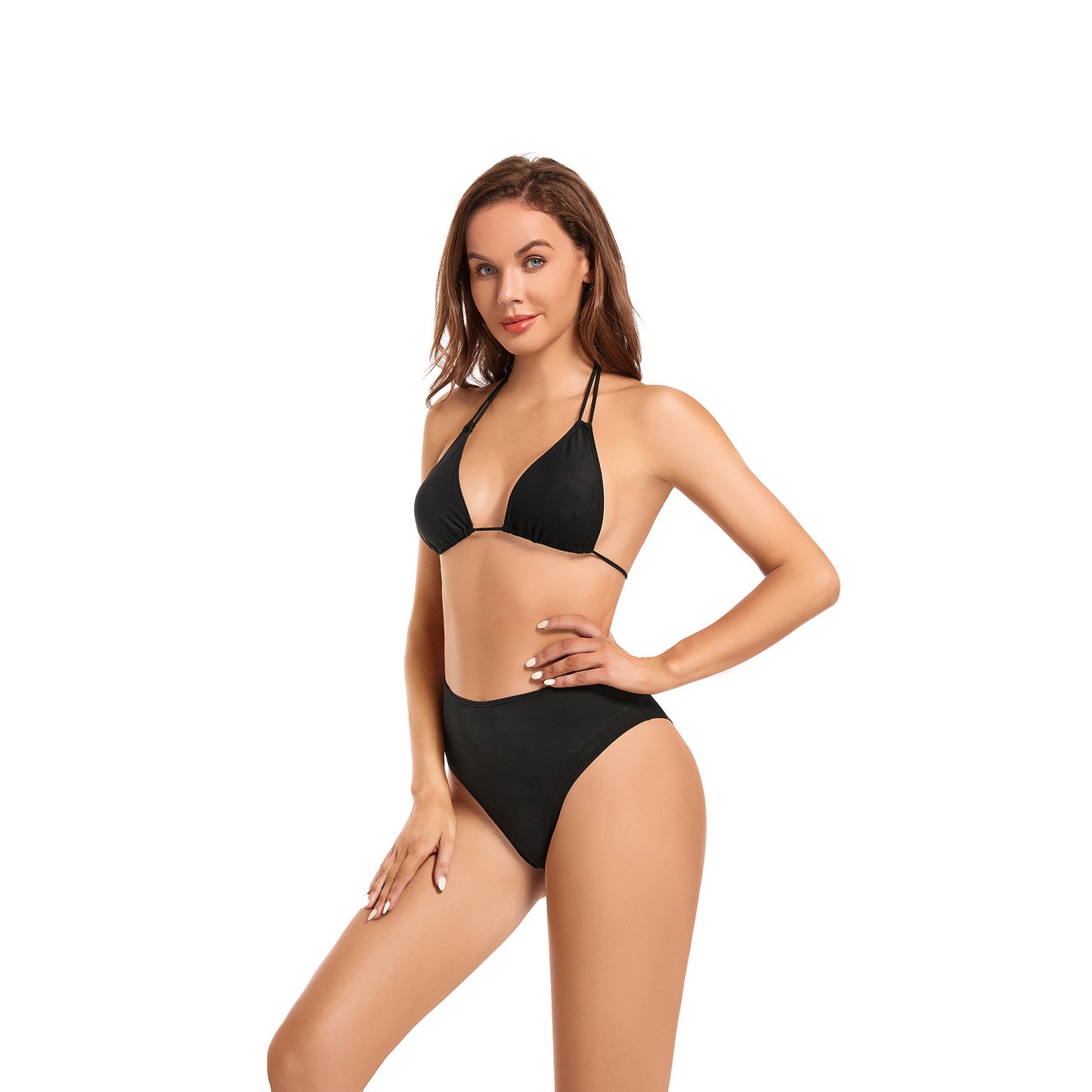 Tan Through Black Triangle High-Waisted Two Piece Swimsuit – Chic & Comfortable