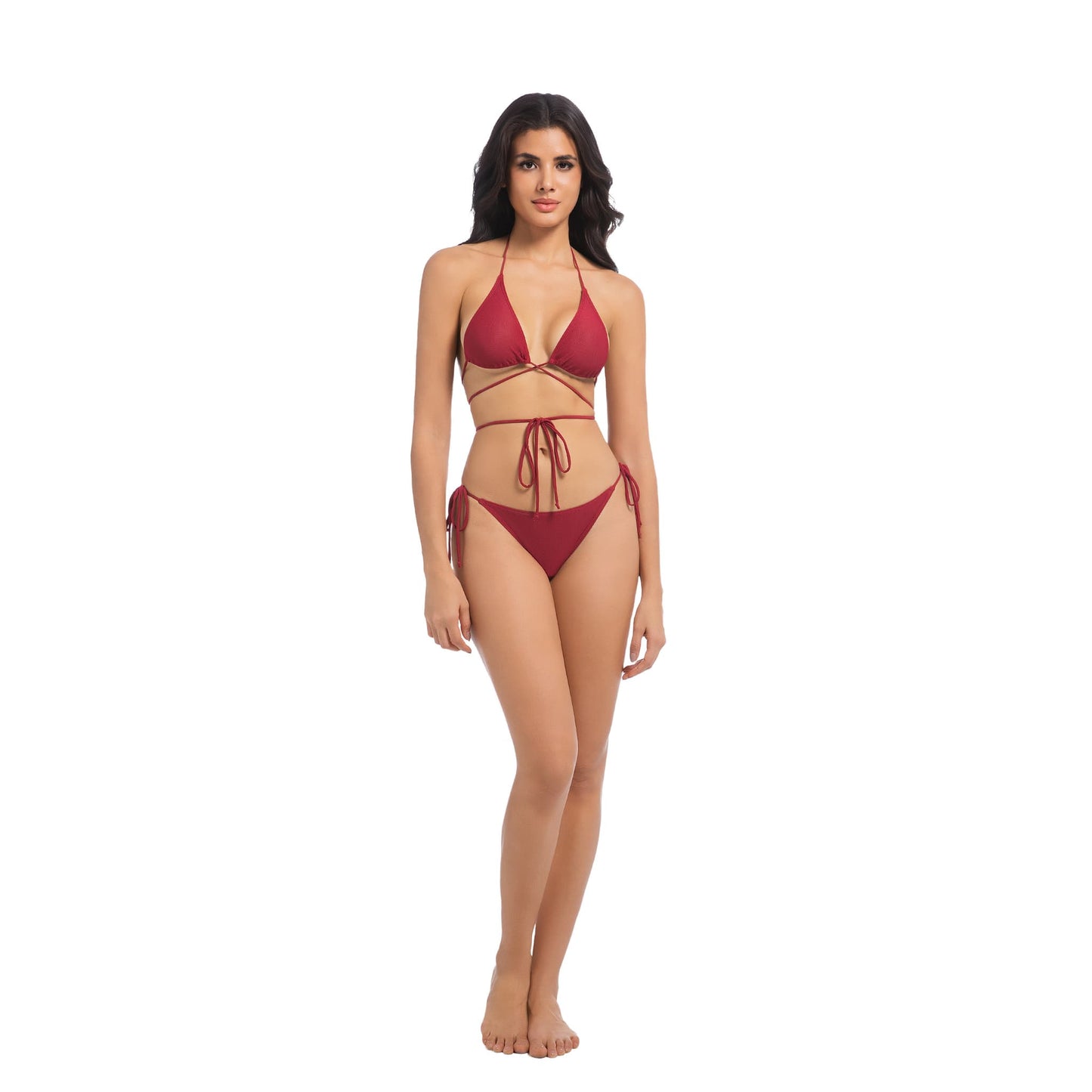 Bikini due pezzi con laccetti avvolgenti e abbronzatura – Traspirante e sexy