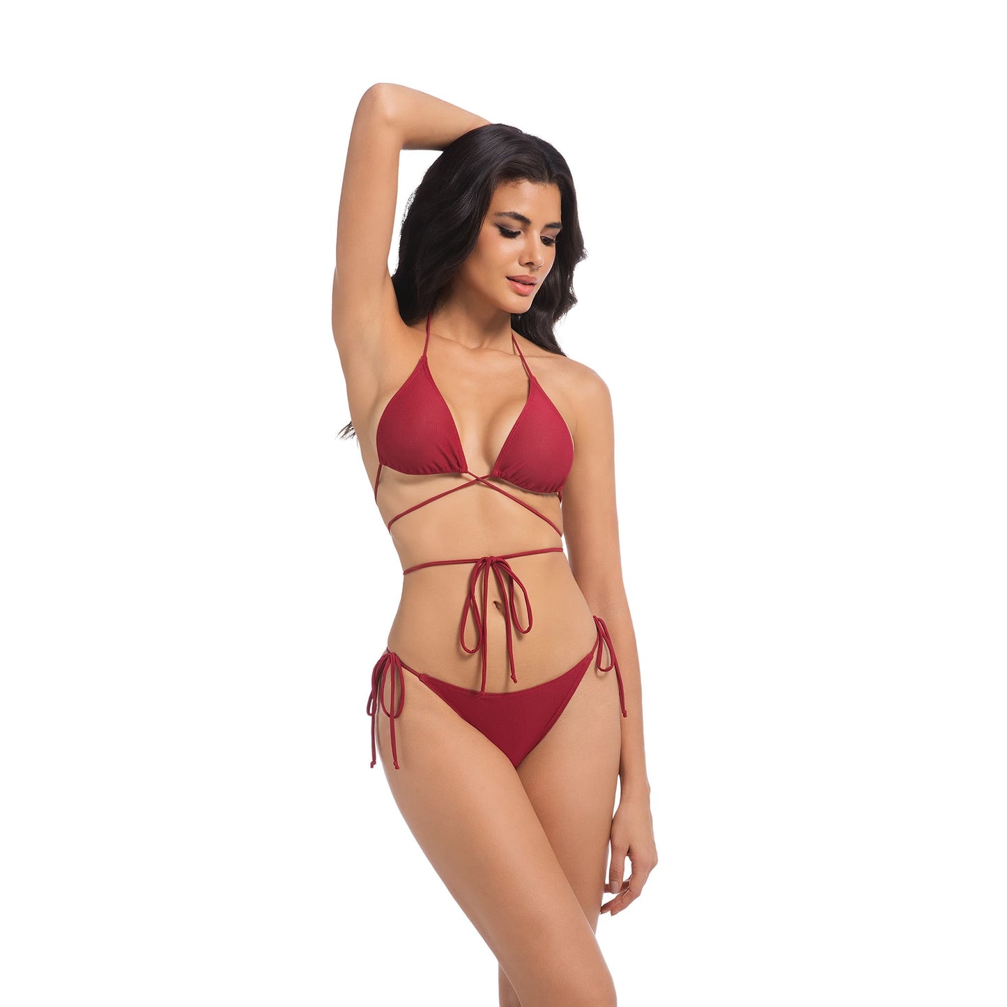Bikini due pezzi con laccetti avvolgenti e abbronzatura – Traspirante e sexy