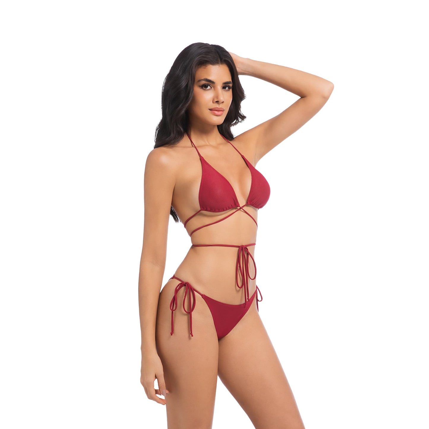 Bikini due pezzi con laccetti avvolgenti e abbronzatura – Traspirante e sexy