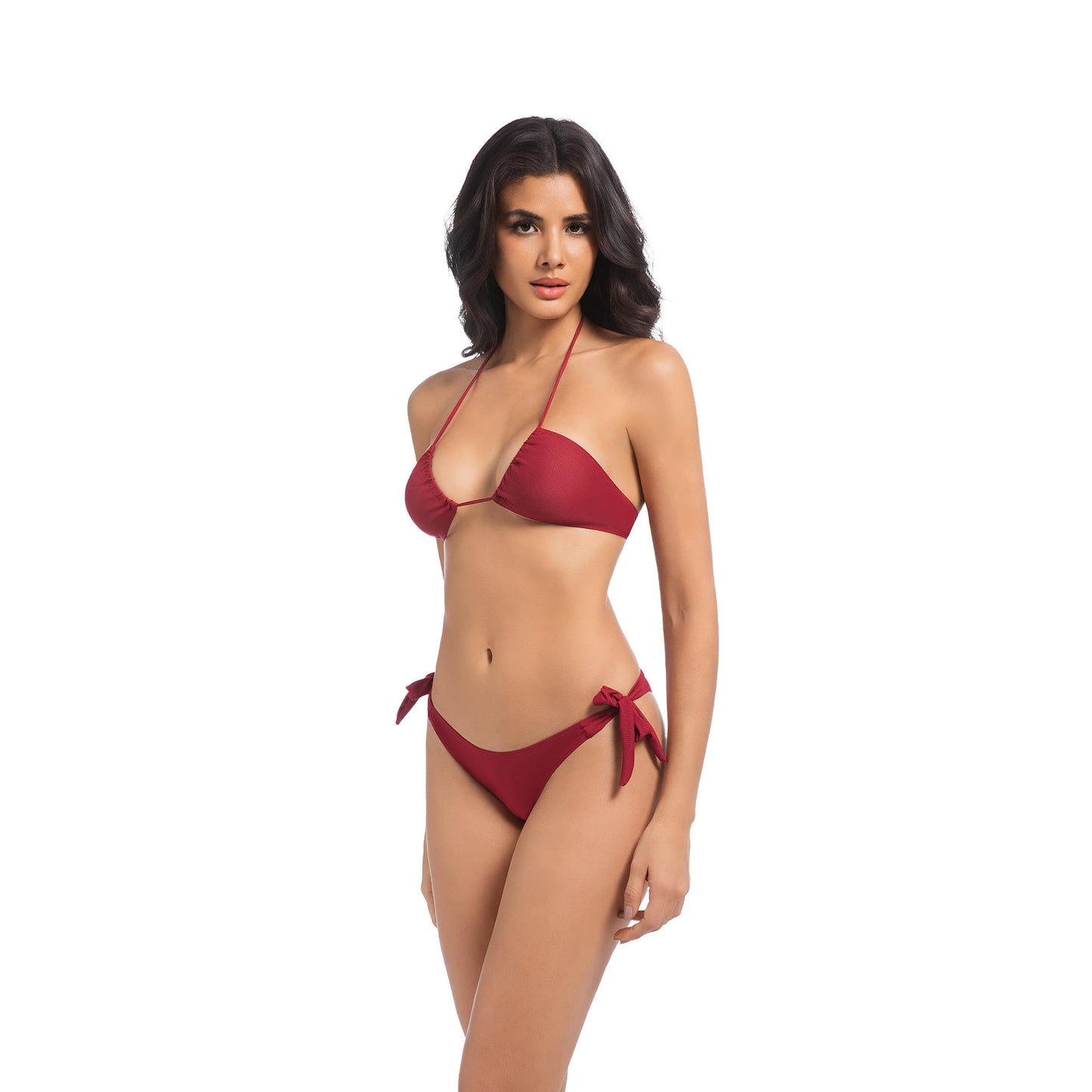 Bikini a due pezzi a triangolo con lacci laterali e tan – Traspirante e sexy