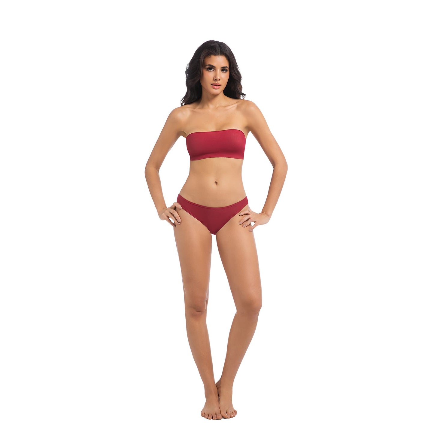 Bikini due pezzi con fascia abbronzante e lacci posteriori – Senza spalline e traspirante