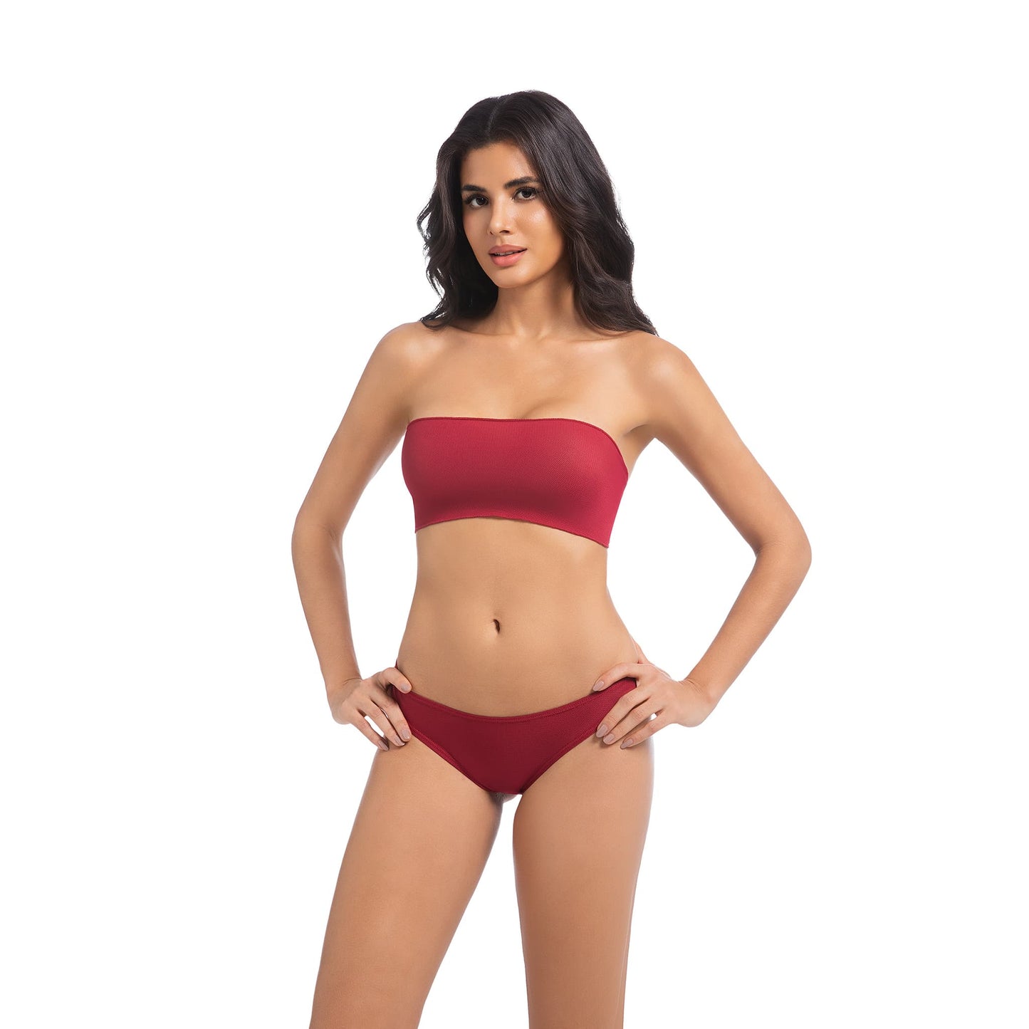 Bikini due pezzi con fascia abbronzante e lacci posteriori – Senza spalline e traspirante