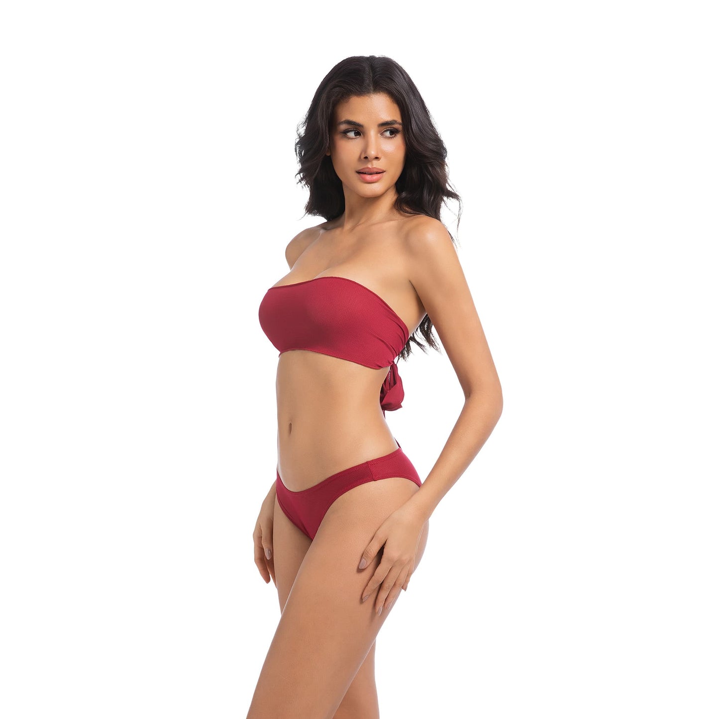 Bikini due pezzi con fascia abbronzante e lacci posteriori – Senza spalline e traspirante