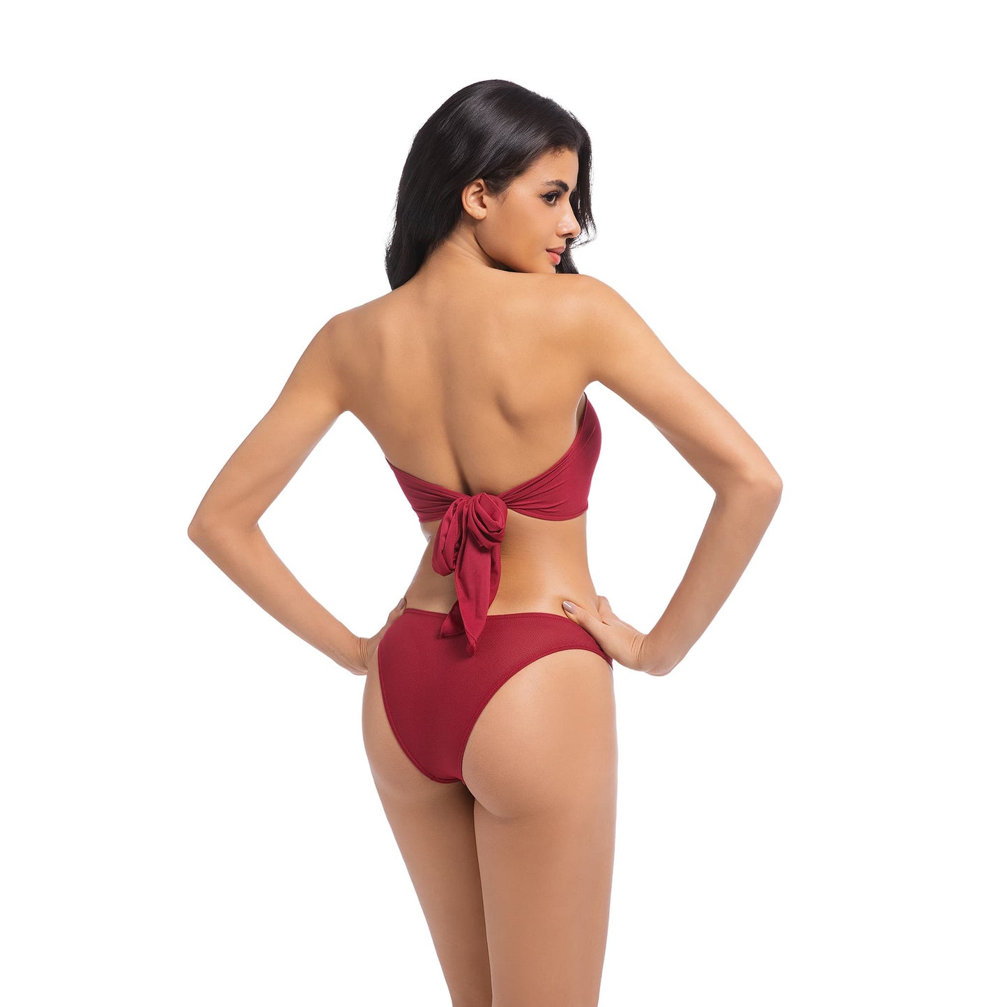 Bikini due pezzi con fascia abbronzante e lacci posteriori – Senza spalline e traspirante