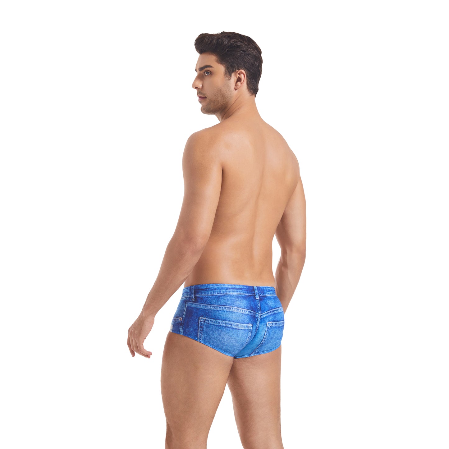 Tan Through Blue Denim Swim Briefs