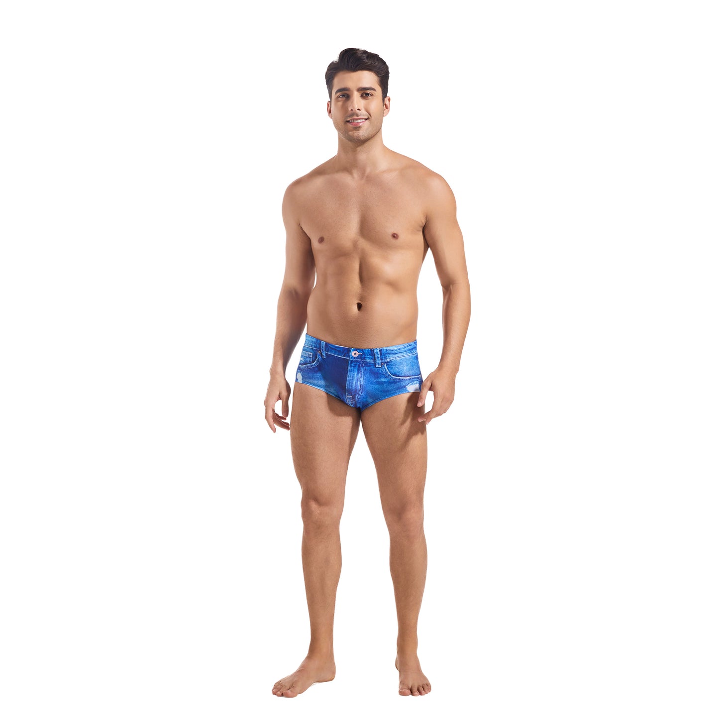 Tan Through Blue Denim Swim Briefs