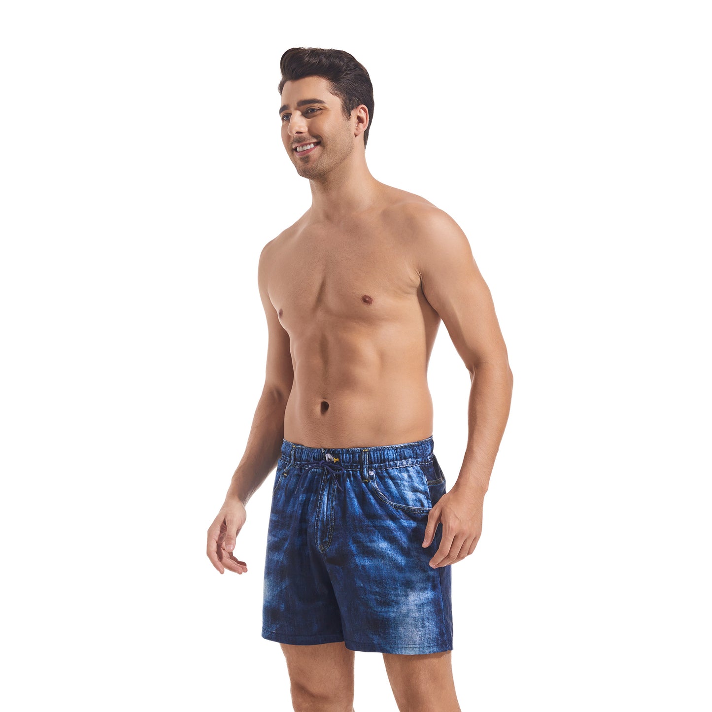 Tan Through Blue Denim Swim Shorts