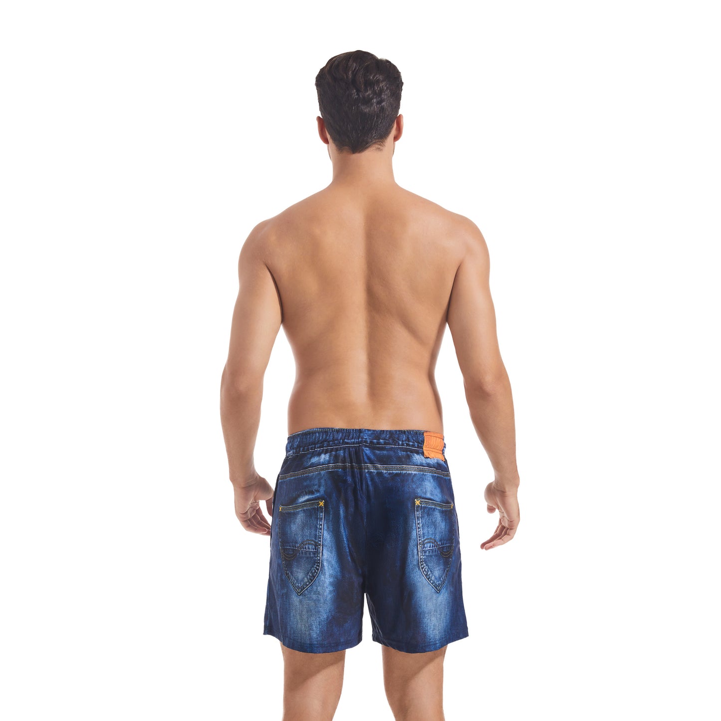 Tan Through Blue Denim Swim Shorts