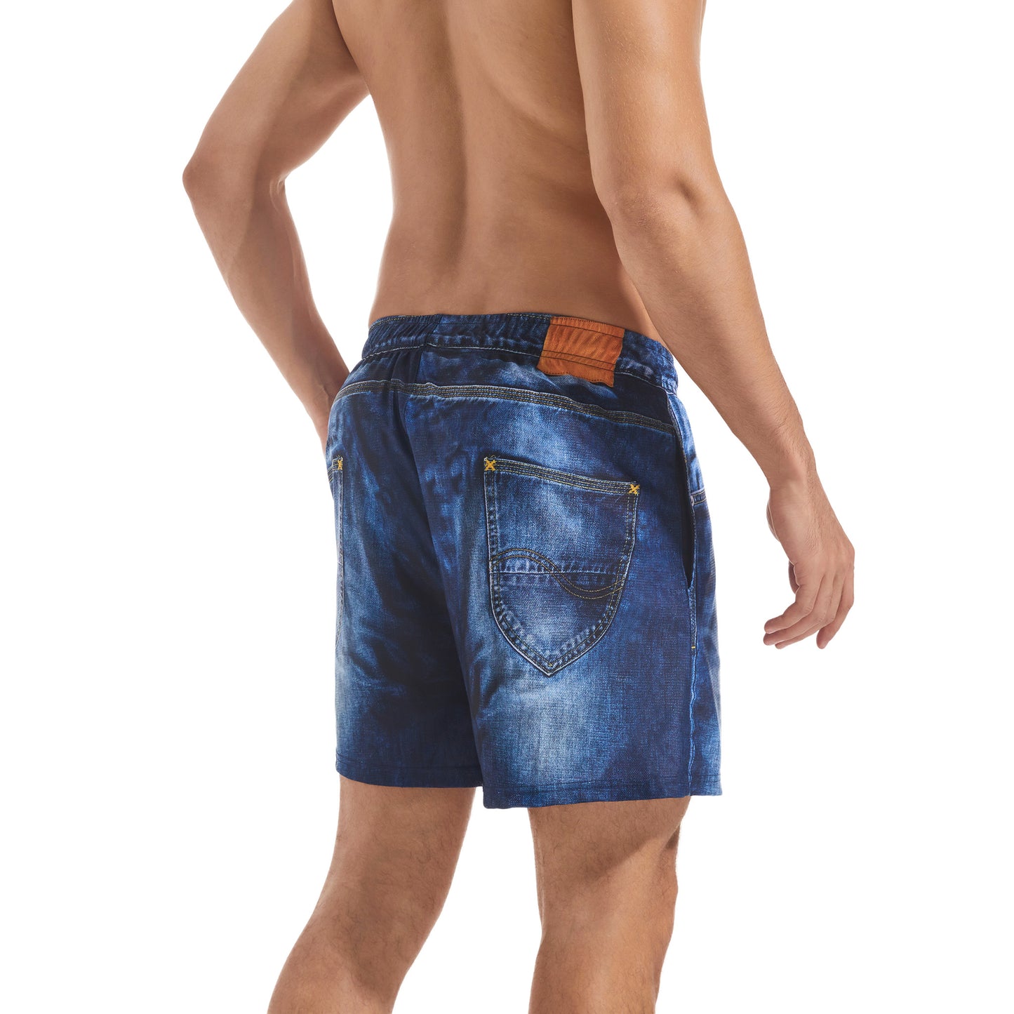 Tan Through Blue Denim Swim Shorts