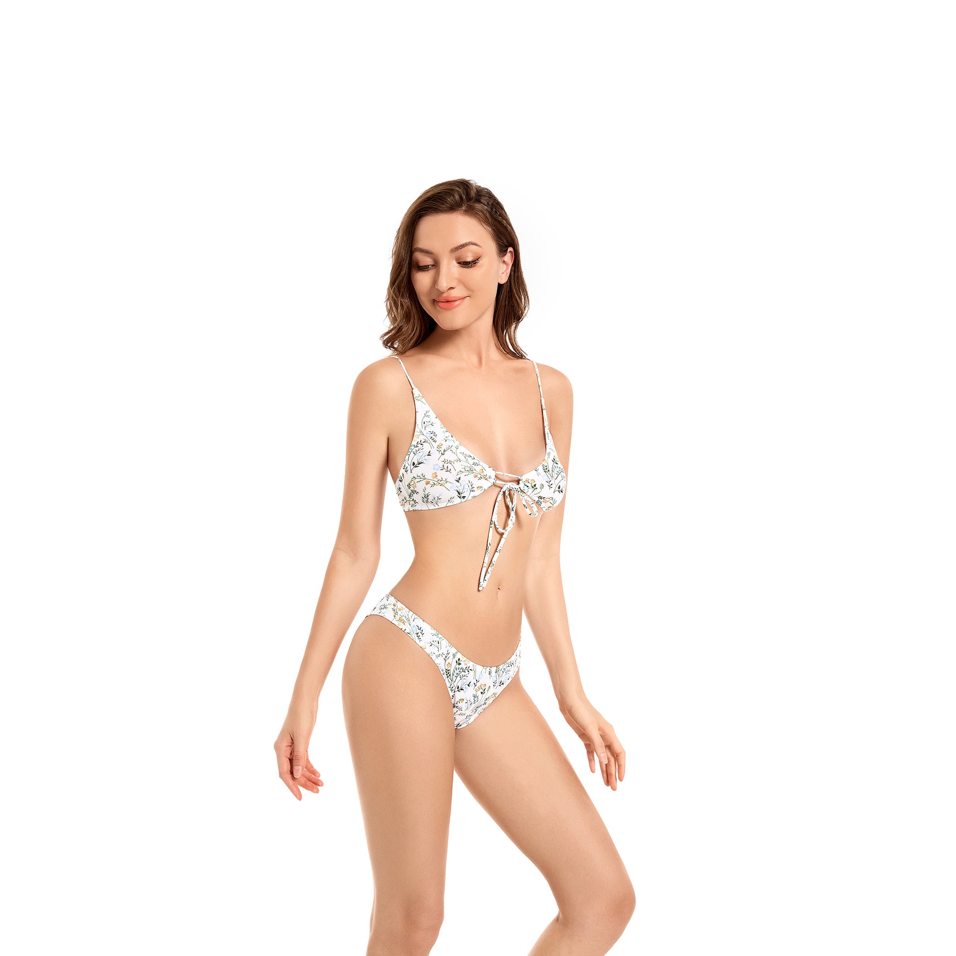 Tan Through Floral Two Piece Bikini 