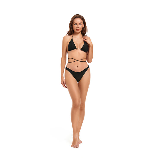 Tan Through Black Two Piece Swimsuit 