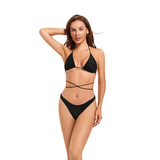 Tan Through Black Two Piece Swimsuit 