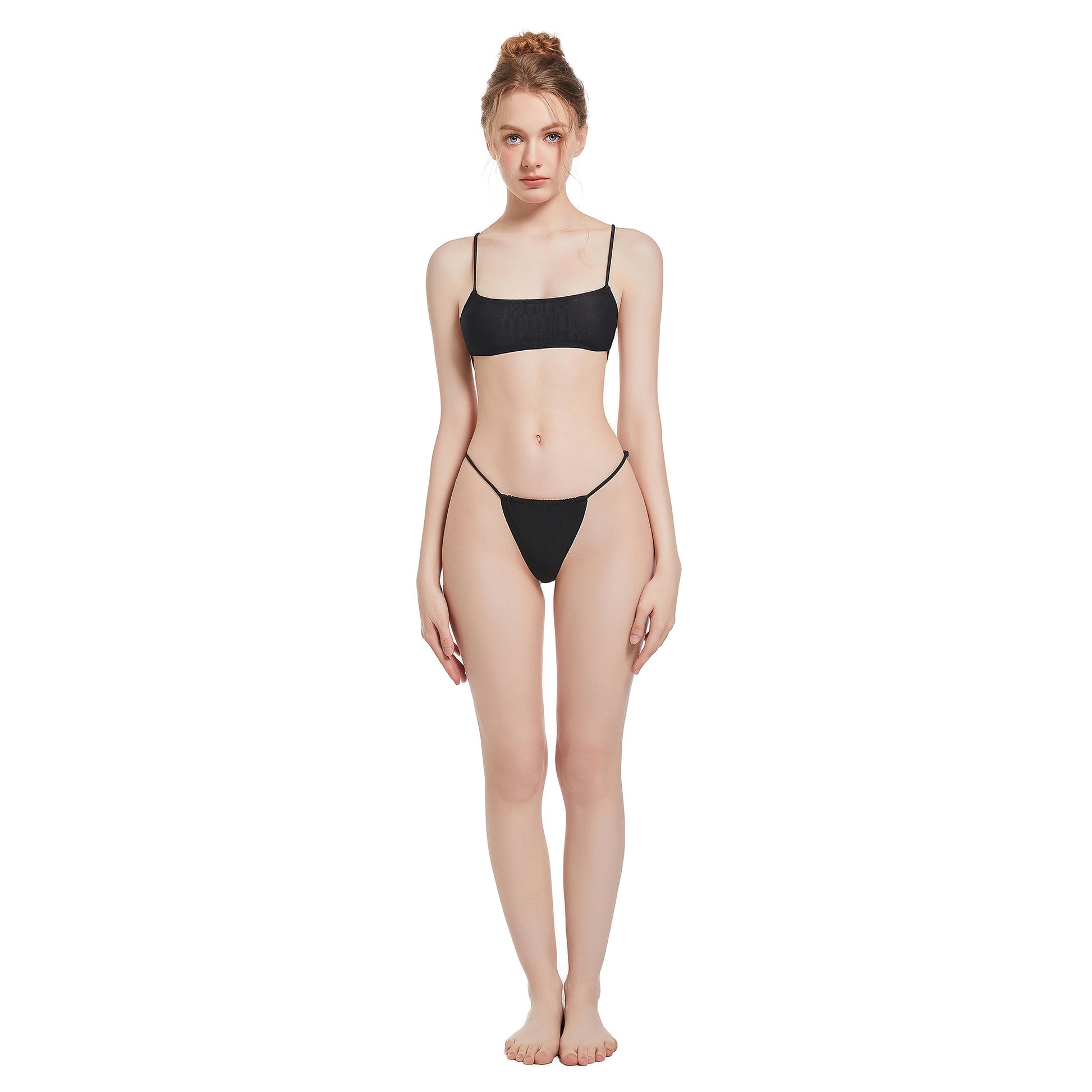 Tan Through Black String Two Piece Bikini