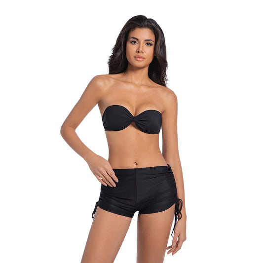 Tan Through Black Halter Two Piece Bikini