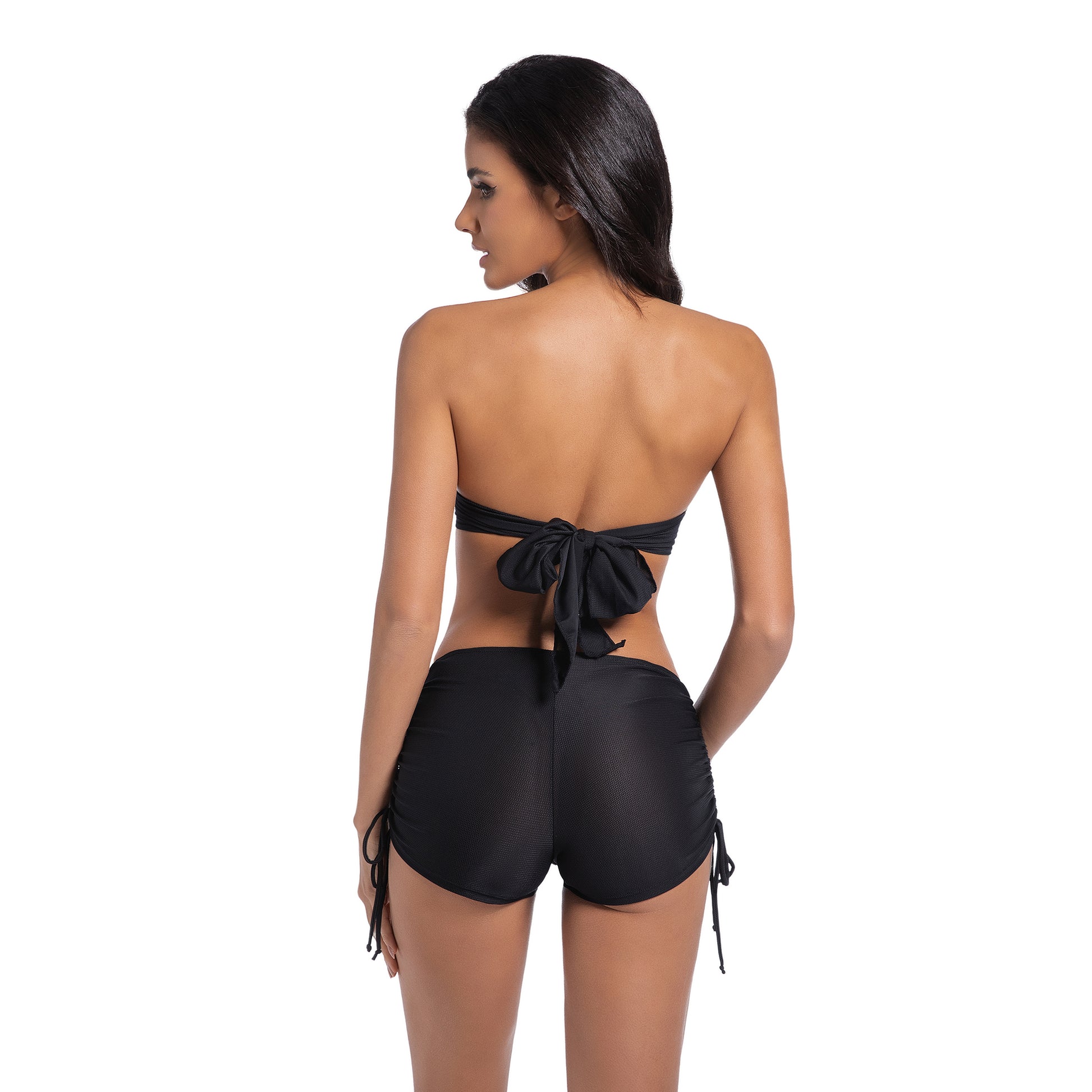 Tan Through Black Halter Two Piece Bikini