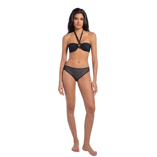 Tan Through Black Halter Two Piece Bikini