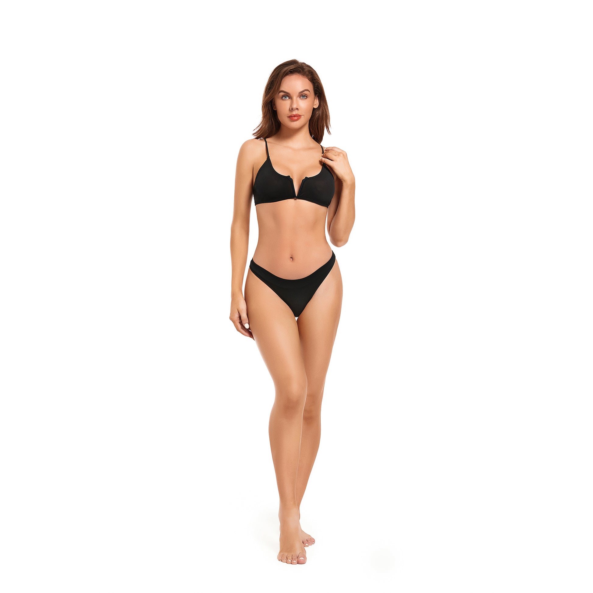 Tan Through Black Triangle Two Piece Bikini
