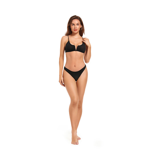Tan Through Black Triangle Two Piece Bikini