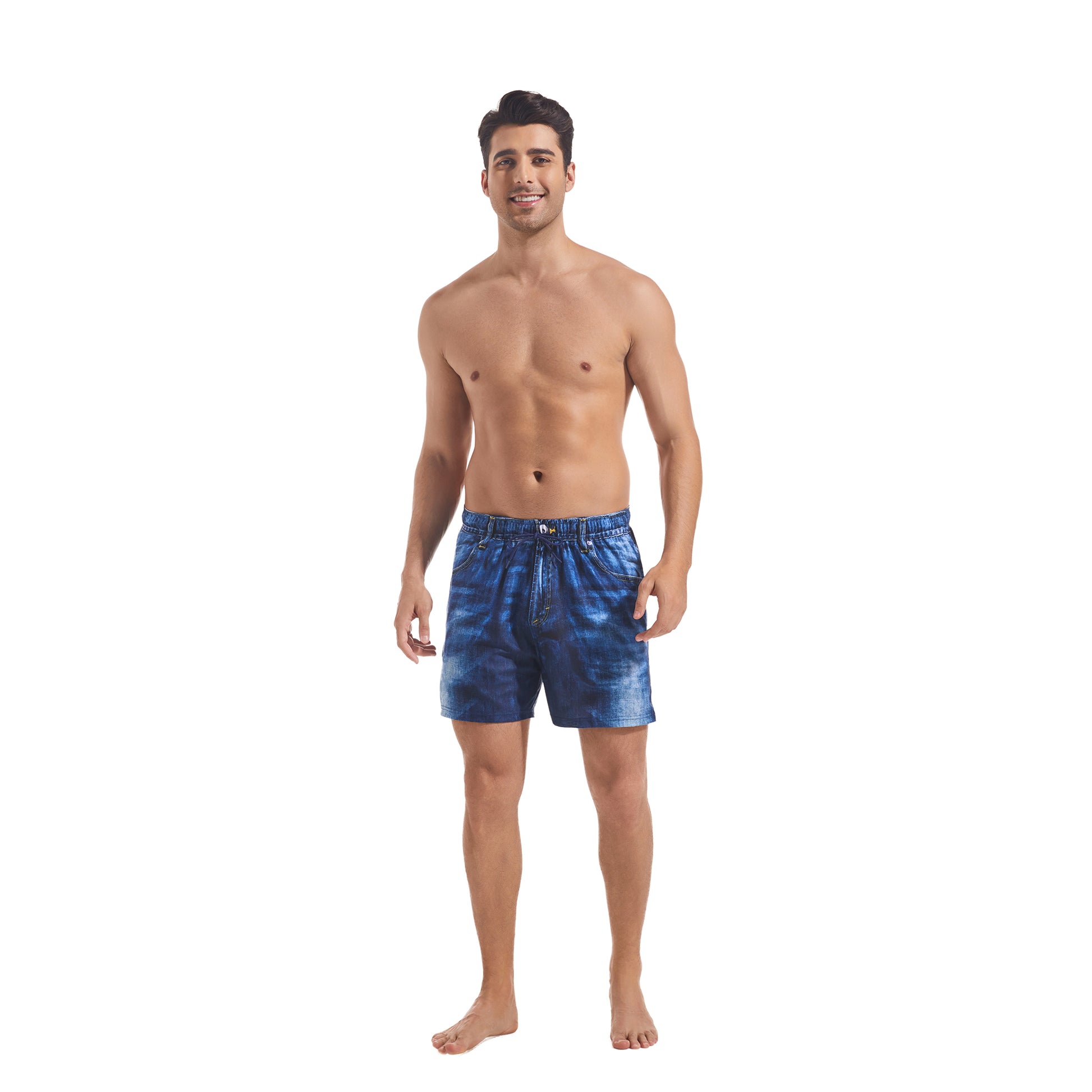 Tan Through Blue Denim Swim Shorts